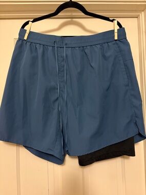 Men's Blue Athletic Shorts with Inner Liner